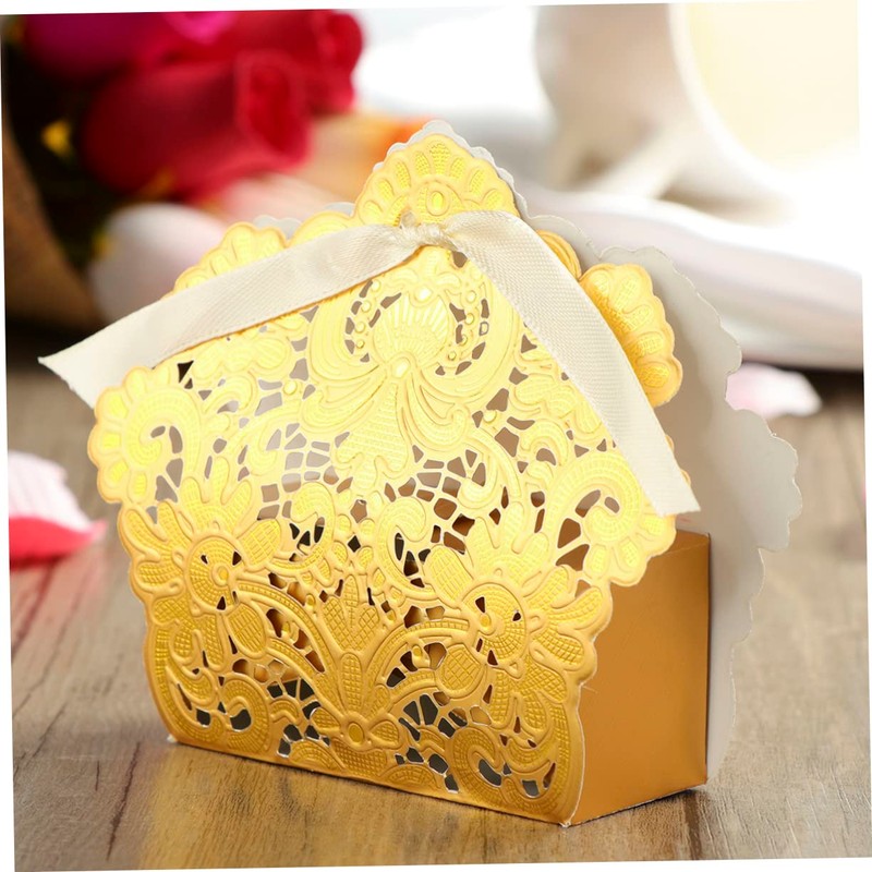 WHAMVOX 50pcs Wedding Favor Boxes Hollow Craft Paper Candy Boxes