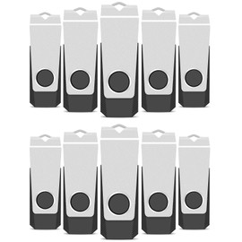 TEWENE USB Stick 4 GB Set of 10 USB Memory Stick Flash Drive Memory Stick High Speed USB 2.0 Black Rotate