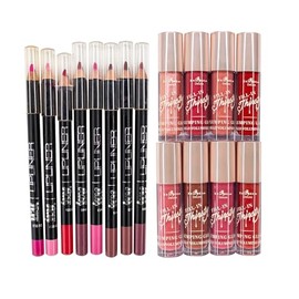 Kit 8 Gloss Voluminizador Fill-In Thirsty Italia Deluxe + 8 Lapiz Delineador de Labios IVY