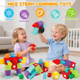 Hodurgyi 35 PCS Magnetic Foam Blocks for Kids, Large Magnetic Building Blocks for Toddlers 3+, Kids Bath Toys and Preschool STEM Educational Toys, Birthday for Boys & Girls 3 4 5 6+ Years Old