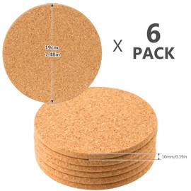 Pack of 6 Round Cork Coasters, Round Pot Coasters, Thick Cork Mats, Cork Coasters, Diameter Cork Coasters, Cork Coasters for Pots, Casserole Dishes, Pans, Kitchen and Restaurant