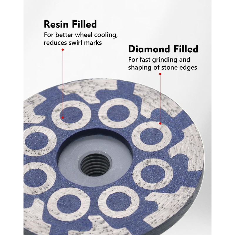 4" Flat Resin Filled Grinding Wheel, Diamond Cup Wheel with