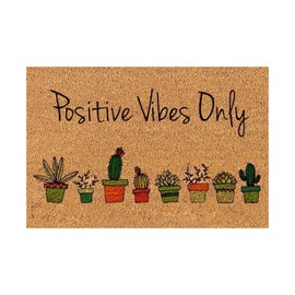 QUINTRA Classic Floor Mat with Language Pattern Print Rag Rug (Brown, One Size)