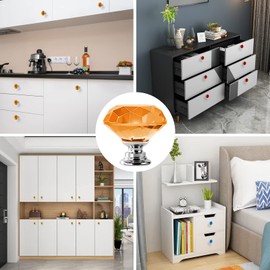 ANJUU 10 Pcs 30mm Diamond Shape Crystal Glass Cabinet Knobs with Screws Drawer Knob Pull Handle Used for Kitchen, Dresser, Door, Cupboard (Mixed Color)