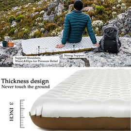 Naturehike Inflatable Camping Sleeping Pad, 3'' Ultra Thick Camping Mat 5 R-Value Insulated Camping Mattress, 4-Season Inflatable Foam Camping Mat for Car, Hiking(R5.8 Rectangles - Plus)