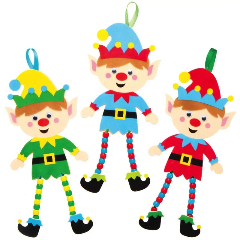 Baker Ross AX398 Christmas Tree Elf Decoration Kits - Pack