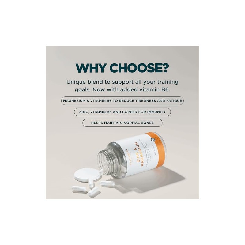 Myvitamins Zinc & Magnesium Capsules | High-Strength Blend with Vitamin