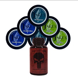 Jakes Mint Chew- Straight Mint, Wintergreen, Spearmint - 6 Can Sampler Pack - Includes Mud Bud Disposable Spittoon - Skull