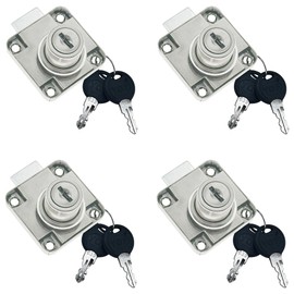 4 PCS Draw Cam Locks with Keys for File Cabinet Mailbox Desk (Cam Length: 22MM)