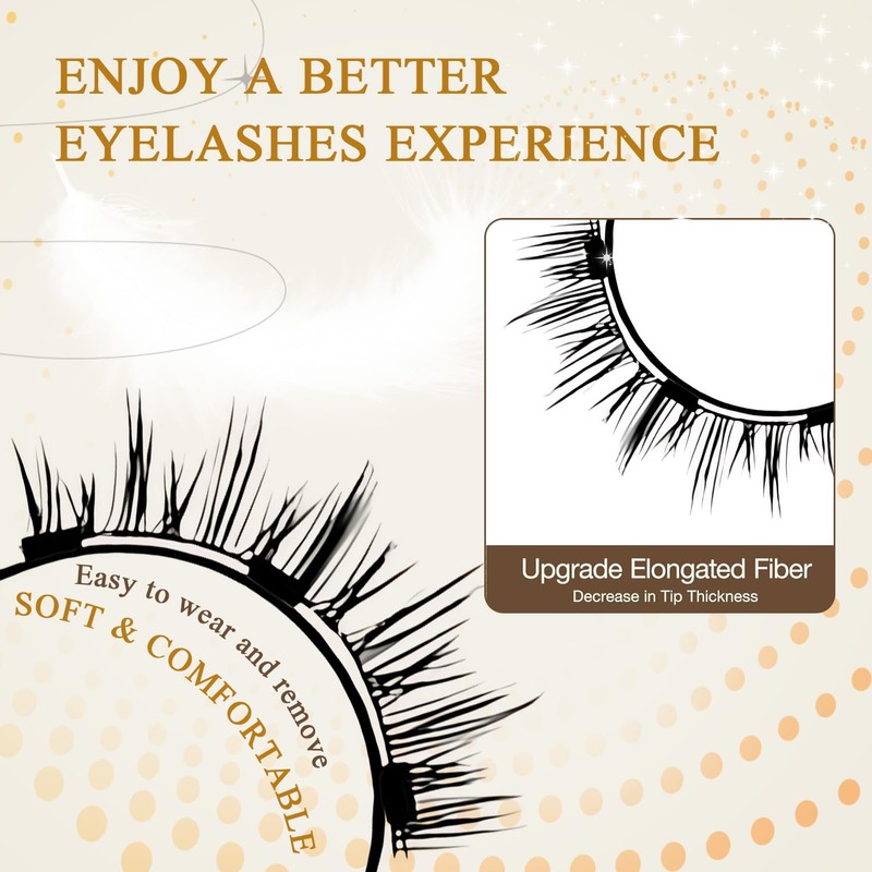 Ginani Magnetic Lashes,Magnetic Eyelashes with applicator Natural Look,Reusable No Glue