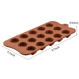 2 pcs Rose Silicone Molds, 15-Cavity Mini Flower Shape Silicone Molds, Non-Stick Silicone Rose Chocolate Candy Baking Molds for Cookie Ice Cubes Gummy Making