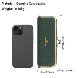 Royal Bagger Genuine Leather Fashion Glasses Case - RFID Blocking, Fashion Pencil Bag with Kisslock, Women's Coin Purse 2135 (Sea Blue)