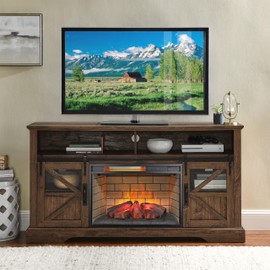 Innoflame Electric Fireplace, 26" Electric Fireplace Insert for TV Stand, Realistic Resin Log, Brick Wall, Remote/Timer, Adjustable 4 Flame Brightness, 1500W(26 3/16" W x 17 5/8" H)