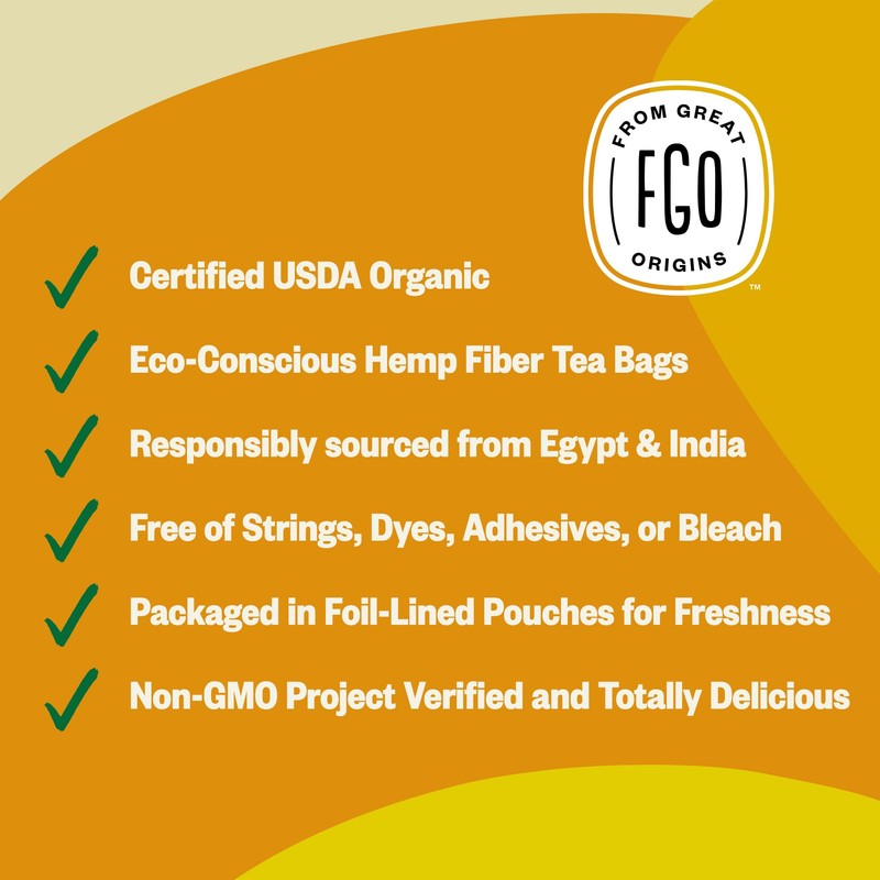 FGO Organic Lemon Ginger Tea, 100 Count, Eco-Conscious Tea Bags,