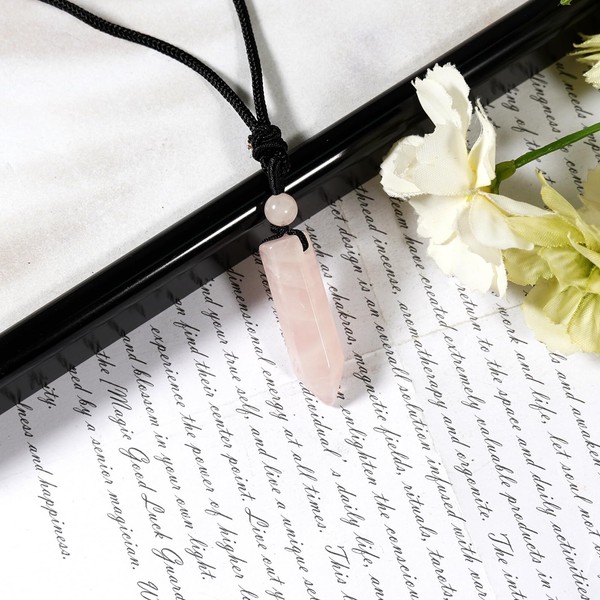 soulnioi soulnioi Natural Healing Crystal Stone Hexagonal Point Pendant Necklace,