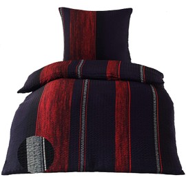 BaSaTex Bernhard Microfibre Seersucker Bed Linen Bed Linen Red Non-Iron in 3 Sizes 135 x 200 cm 80 x 80 cm