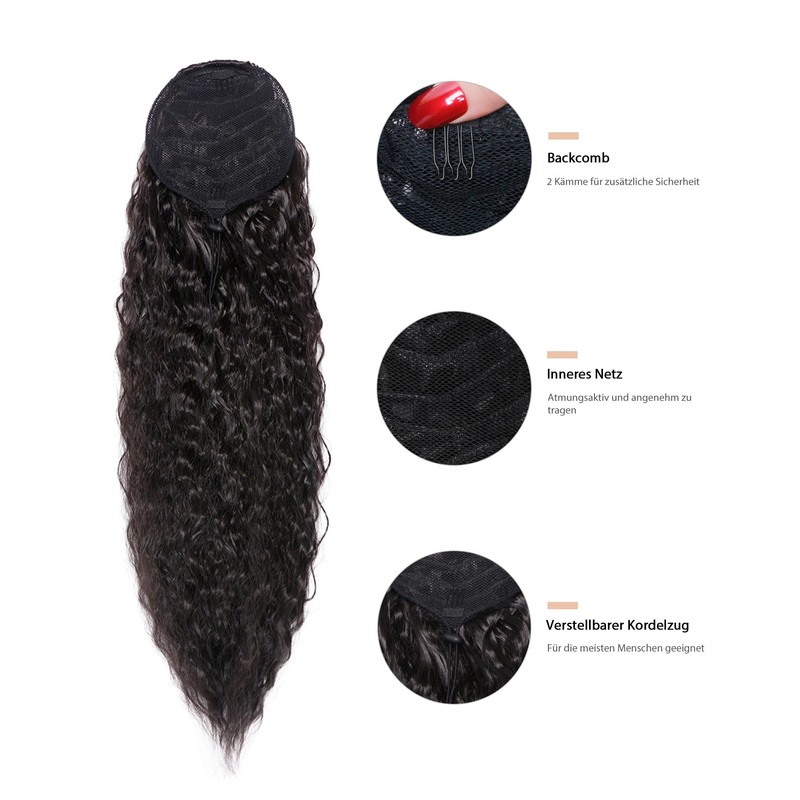 Luxiremi Curly Ponytail Hairpiece Clip Extension with Drawstring Long 55