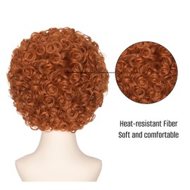 Koonfan Roper Wig Women Short Red Curly Afro Wig Cosplay Party Wig