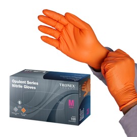 TRONEX Opulent Series Disposable Nitrile Gloves, Heavy Duty, 8 Mil, Latex & Powder-Free, Diamond Texture, Food Safe, Orange (300, Medium)