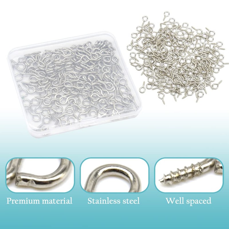 Hocansen 300 Pieces Eye Pins 13x6mm Small Screw Eye pins