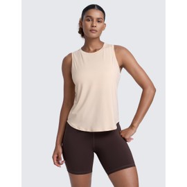 CRZ YOGA Lightweight Racerback Tank Tops for Women High Neck Workout Athletic Running Sleeveless Shirts White Opal X-Large