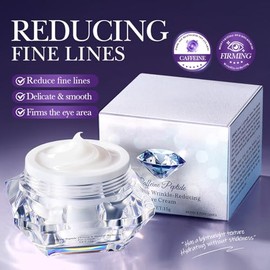 Bluemega Crema Ocular de Cafeína y Péptidos, Tratamiento Anti-Arrugas | Reafirmante, Reduce Arrugas Finas y Ojeras, Hidrata el Contorno de Ojos, Para 