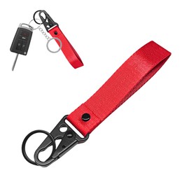 MUQIDA Motorcycle Keychain, Fabric Car Key Wrist Lanyard with Metal Ring, Wristlet Strap Key Chain Holder for Men Women (Red)