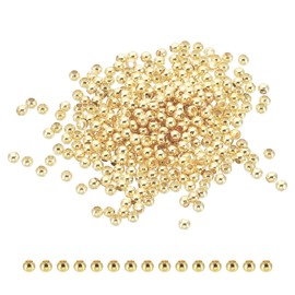 PATIKIL 2mm 14K Gold-Filled Spacer Beads for Jewelry Making, 100pcs, Metal Round Beads, Brass Beads, for Bracelet, Earrings, Necklace, DIY Craft, Gold