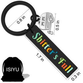 isiyu Shtter's Full Funny Keychain Gift Happy Camper RV Camping gifts Accessories (Black)