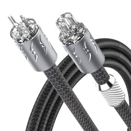 Viborg HiFi Power Cable, 5.9FT, Hi-end Power Cord, 2x9AWG, Super-Litz Copper Shielding AC Audiophile Power Wire Mains Cord with Rhodium Plated US Plug+IEC C15 Connector