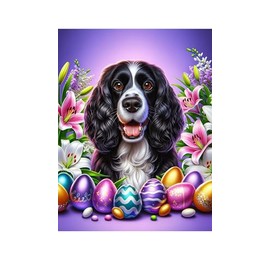 Springer Spaniel Black/White - Best of Breed DCR Easter Holiday Outdoor Garden Flag Mailbox Flag 12" x 17"