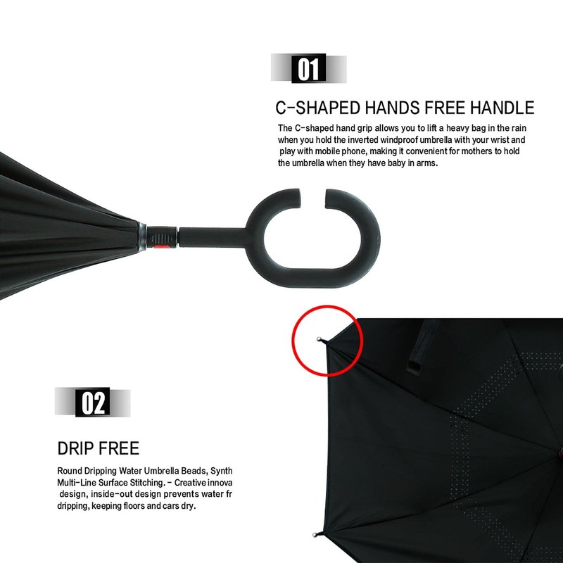 MRTLLOA 40/49/56 Inch Oversize Windproof Inverted Reverse Upside Down Umbrella,