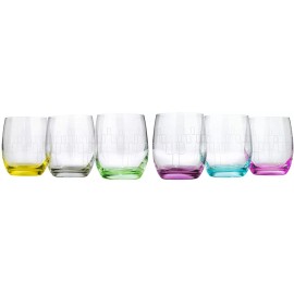 Bohemia Crystal Whisky DOF Glasses Engraved Set of 6 Lead Free Rainbow Drinkware