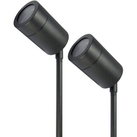 Long Life Lamp Company 2 x Outdoor Garden Spike Spot Light GU10 IP Rated Black Stainless Steel