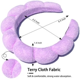 Hamosky Spa Headbands for Washing Face or Facial, 2 Pcs Cute Sponge Headband For Women, Makeup Headband, Skincare Headbands Terry Cloth Headbands for Makeup Removal, Shower (2 Pack, Pink+Purple)