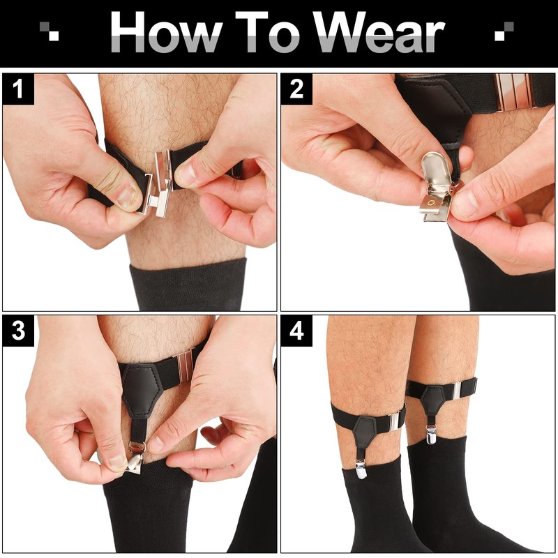 Eurzom 4 Pack Sock Garters Bulk for Men Sock Suspenders