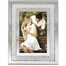 Glorious Occasions Pavilion Gift Company 85116-Our Engagement White Crystal Mirrored-4x6 Picture Frame