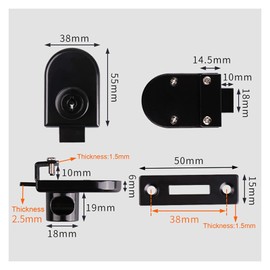 Zinc Alloy Jewelry Cabinet Glass Lock Single Door Oval Glass Door Lock Display Cabinet Door Lock Glass Lock No Drill, for Glass Thickness 5-8mm / 0.2'' - 0.31'' (Black, 408-1PCS)