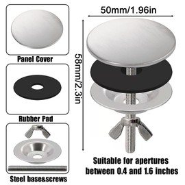 Tap Hole Plug Stainless Steel Chrome 50 mm Hole Cover Sink Kitchen Tap Hole Cover Kitchen Blind Plug Sink Hole Plug Kitchen Bathroom