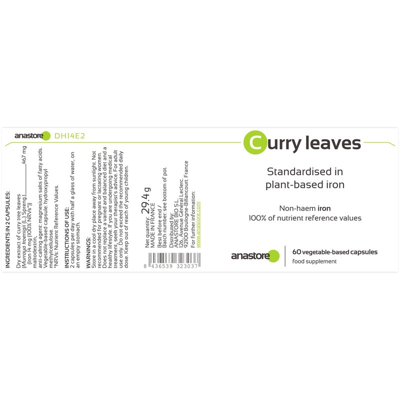 Iron from plant origin (Murraya Koenigii) * 233.5 mg /