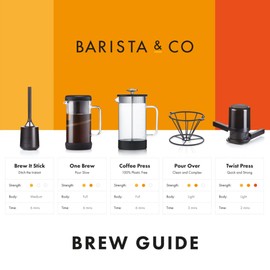 Barista & Co Brew It Stick Coffee & Tea Infuser - Plastic Reusable Coffee Strainer with Pot Holder - Black/Grey Coffee and Tea Steeper with Stainless Steel Mesh to Use a Medium to Coarse Ground Coffee