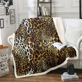 Leopard Sherpa Blanket Luxury Cheetah Print Fleece Throw Blanket for Sofa Bed Couch Wild Animal Theme Fuzzy Blanket Breathable Wildlife Style Plush Blanket Room Decor Blanket Baby 30x40 Inch