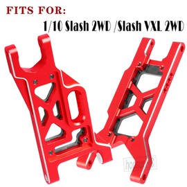 hopsupRC Upgrades Parts for 1/10 Slash VXL 2WD/Slash 2WD,Aluminum Front Rear Suspension A Arms & Caster Block&Steering Blocks&Rear Stub Axle Carriers,Red,(Only for Slash)