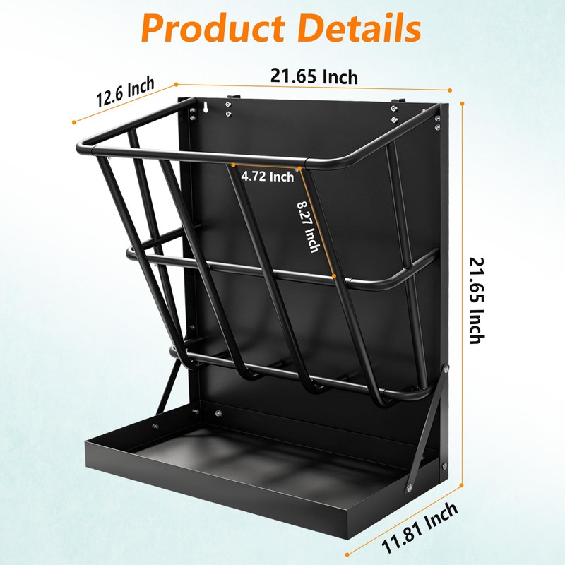 Meyoppm 2 in 1 Wall Mount Hay and Grain Feeder,