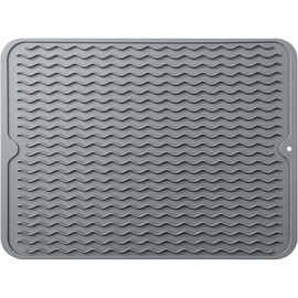 Tapete de Silicona para Secar Platos, 40CM x 50CM, Gris Tapete de Secado para Encimera de Cocina, Alfombrilla Escurreplatos para Cocina, Encimera, Fregadero