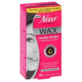 Nair Tiras de cera depiladora, 40 unidades para cara/bikini (paquete de 6)