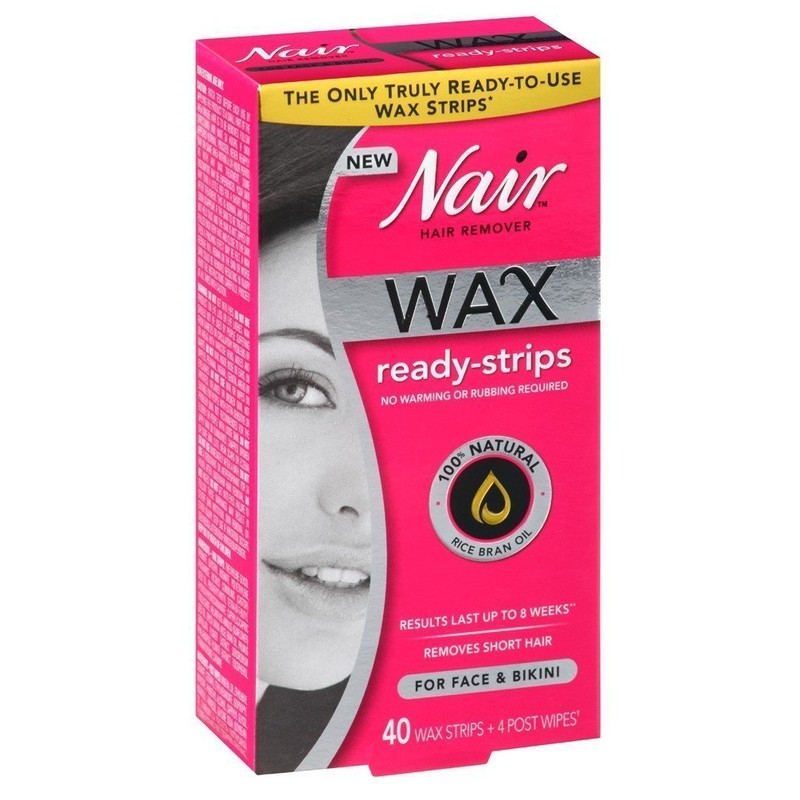 Nair Tiras de cera depiladora, 40 unidades para cara/bikini (paquete