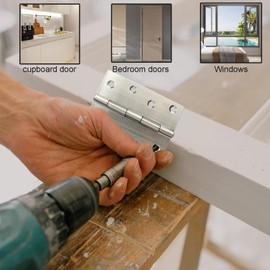 Roellgs 4 Piece Hinge Set 100mm × 70mm, Stainless Steel Hinges for 4 Inch Doors, Hinges for Interior and Exterior Doors, Hinges for Wooden Doors, Ball Bearing Door Hinges