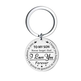 Hibetek Daughter Son Gifts Keychain To my daughter Never Forget That I Love You Family Pendant Key Chain Birthday Graduation Christmas Gifts Jewelry from Dad Mom (to my son)