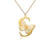 BlingNuts Butterfly Initial S Necklace for Women Gold Letter Pendant